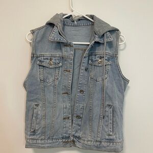 Girls’ Denim Hooded (Removable) Vest